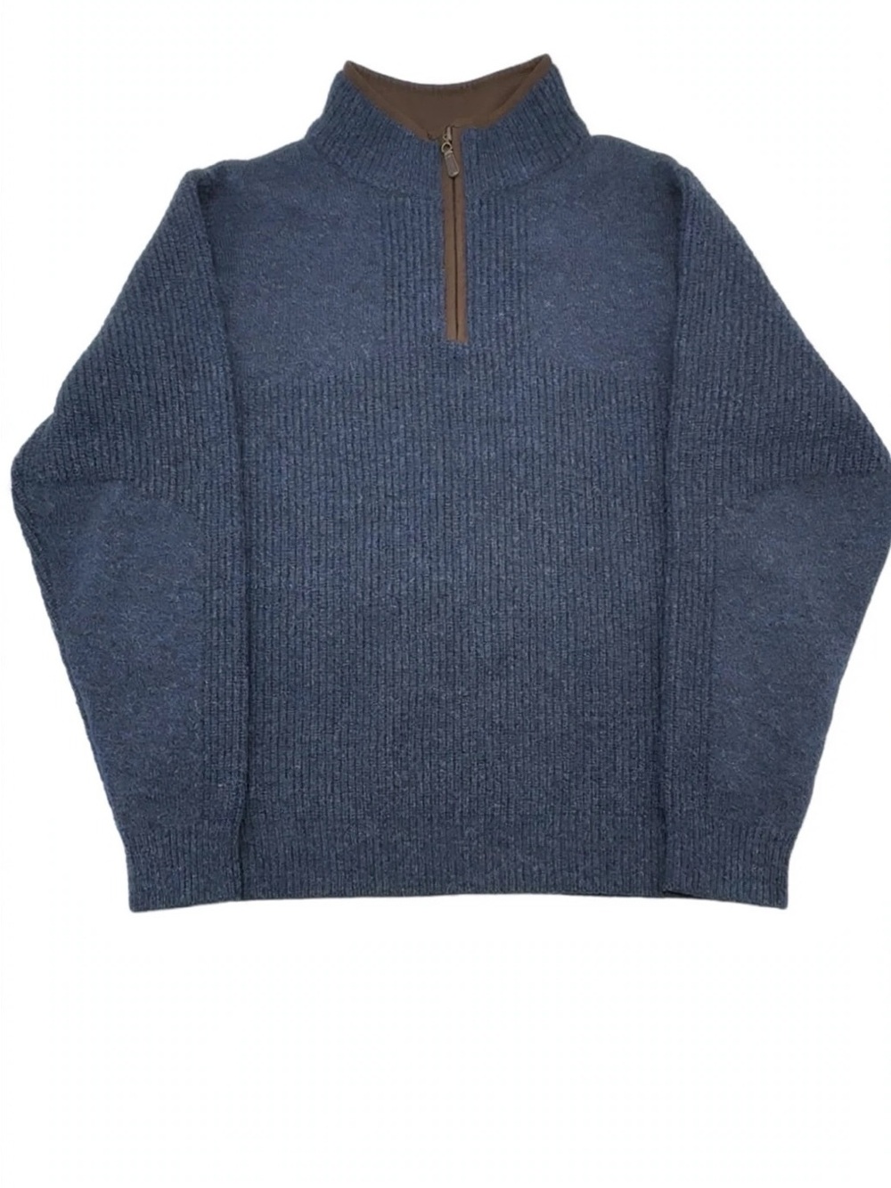 LL Bean Waterfowl Sweater Mens Large Blue Navy 1/4 Zip Lambswool